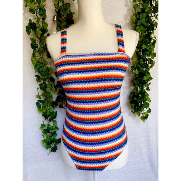 Forever 21 Colorful Striped Knit Retro Body Suit Women's Medium - Picture 2 of 10